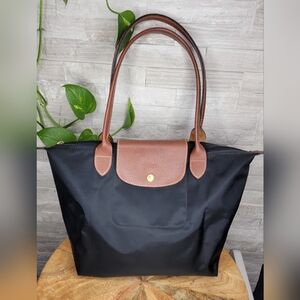 Longchamp Black and Brown Tote Bag